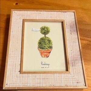 Source Unknown Beige and Green Topiary Frame